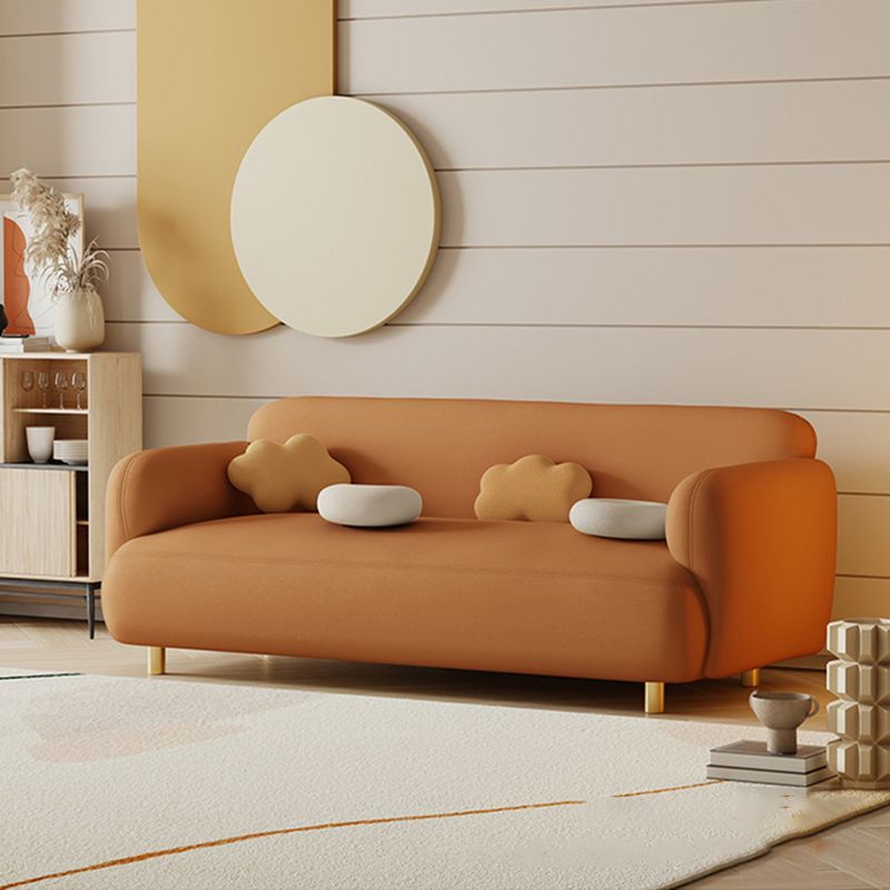 Contemporary 27.55" H Faux Leather Recessed Arm Sofa for Living Room