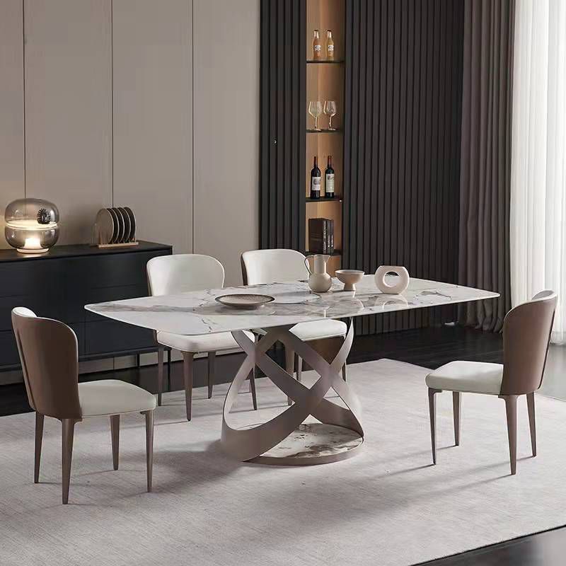 Modern Rectangle Dining Table Set 1/4/5/6/7 Pieces Dinette Set with Sintered Stone Top Clearhalo 'Dining Room Sets' 'Dining Tables & Seating' 'dining_room_set' 'furn' 'furn_dining_room_set' 'Furniture' 'Kitchen & Dining Furniture' 1200x1200_3c118e25-dba5-4647-92a9-9acbaf50804e