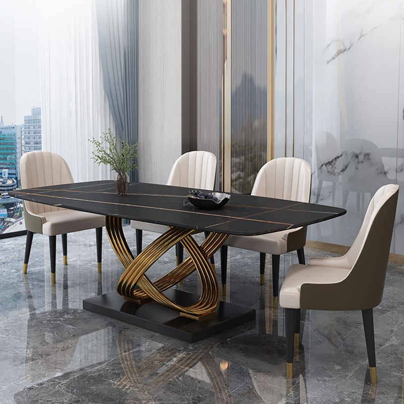Glam Rectangle Dining Table Set 1/4/5/6/7 Pieces Dinette Set with White Stone Top Clearhalo 'Dining Room Sets' 'Dining Tables & Seating' 'dining_room_set' 'furn' 'furn_dining_room_set' 'Furniture' 'Kitchen & Dining Furniture' 1200x1200_3c1227b1-e0f3-4ade-bd27-f99763ac520c