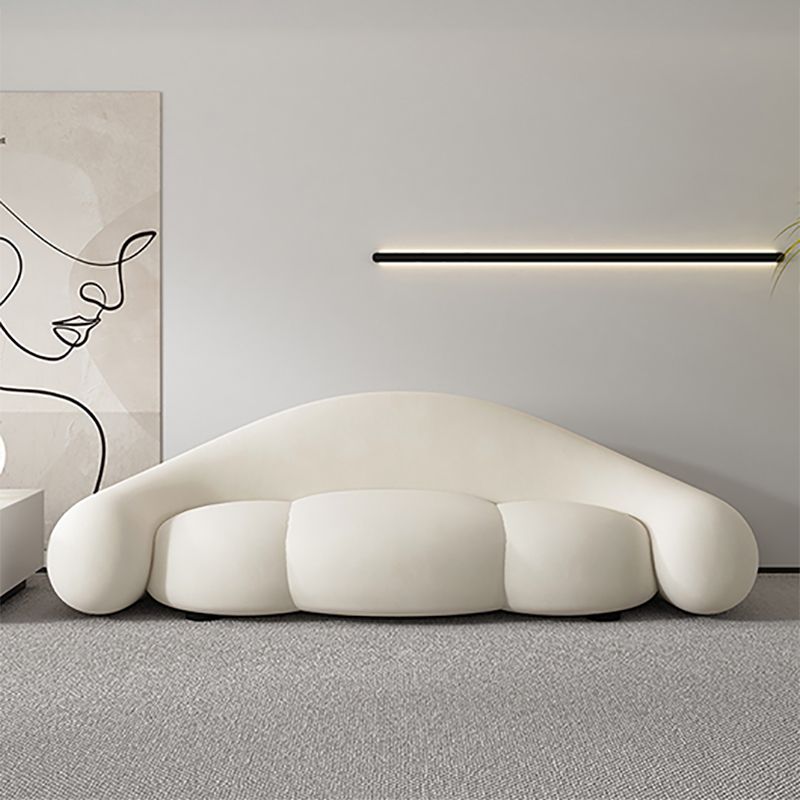 現代的な白い座席クッションリビングルームの湾曲したセッティー