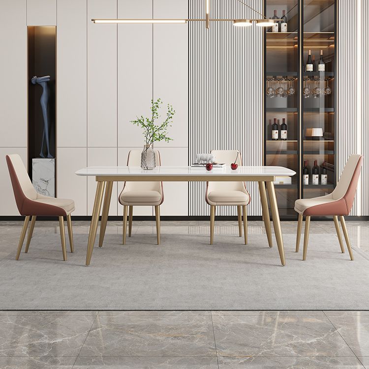 Glam Sintered Stone Dining Room Set Standard Height with Gold Base Dining Set Clearhalo 'Dining Room Sets' 'Dining Tables & Seating' 'dining_room_set' 'furn' 'furn_dining_room_set' 'Furniture' 'furniture_dining_room_set' 'Kitchen & Dining Furniture' 'kitchen&dining_furn' 'kitchen' 1200x1200_3c141f30-2cf7-40ff-ba59-5377e5fb19c4