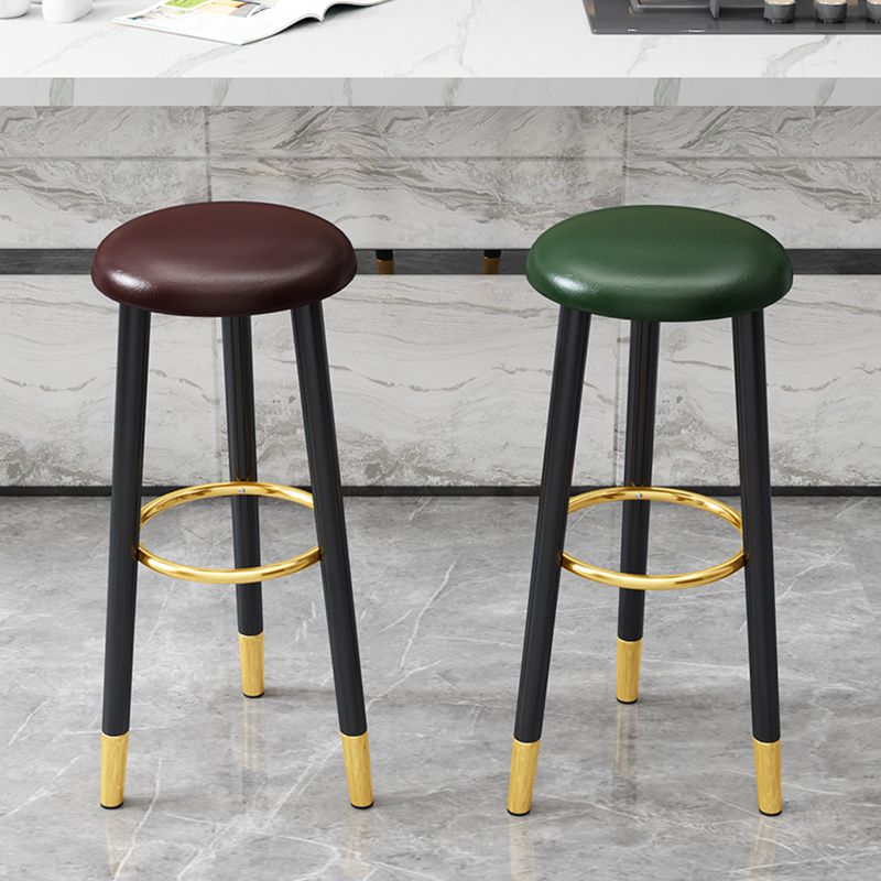 Scandinavian Style Steel Legs Bar-stool Round Seat Single Counter Stool for Kitchen Bar Clearhalo 'Bar Furniture' 'Bar Stools' 'bar_stools' 'furn' 'furn_bar_stools' 'furniture_bar_stools' 'Kitchen & Dining Furniture' 'kitchen&dining_furn' 'kitchen' 'kitchen_furn' Furniture' 1200x1200_3c1857f3-7b40-42b9-ab2f-5c01372520f8