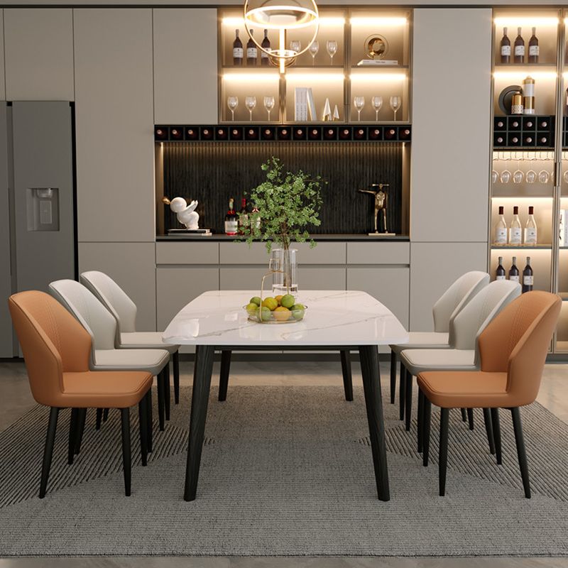 Rectangular Dining Room Table Stone Tabletop with Solid Wood Legs Clearhalo 'Dining Tables & Seating' 'Dining Tables' 'dining_table' 'furn' 'furn_dining_table' 'Furniture' 'Kitchen & Dining Furniture' 1200x1200_3c193a8a-65ed-4599-9084-b6427fcc777a