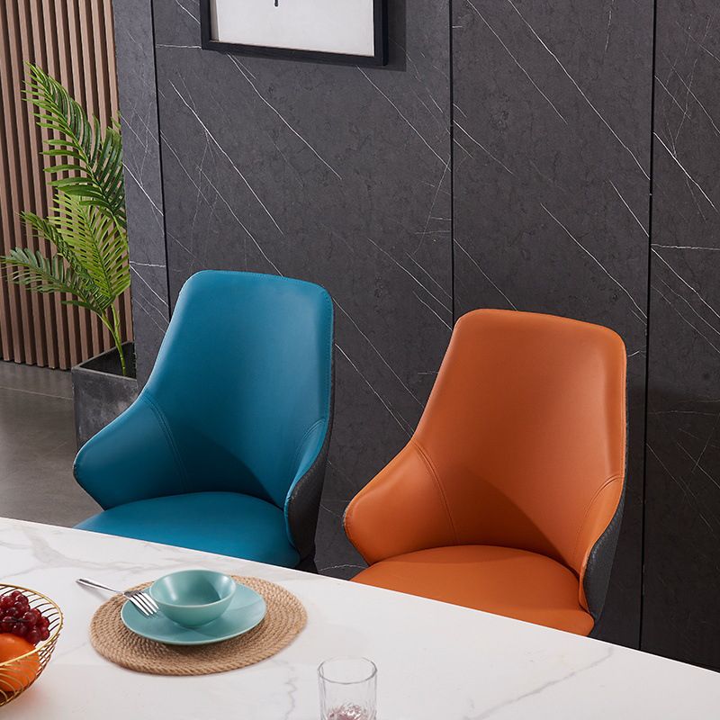 Modern Leather Dining Side Chairs Indoor Upholstered Arm Chair with Black Legs Clearhalo ' kitchen&dining_furn' 'Dining Chairs' 'Dining Tables & Seating' 'dining_chair' 'furn' 'furn_dining_chair' 'Furniture' 'furniture_dining_chair' 'Kitchen & Dining Furniture' 'kitchen' 1200x1200_3c1a522a-ada1-41e1-b11f-96c95bf422d0