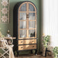 Traditional Wood Cabinet Multi-shelf Buffet Cabinet with Door for Living Room