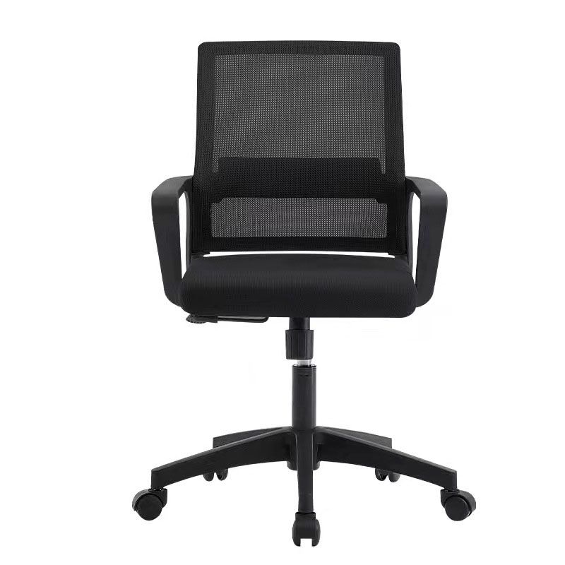 Modern Plastic Desk Chair Black and White Mesh Home Office Chair with Mid Back Clearhalo 'furn' 'furn_office_chair' 'Furniture' 'Office Chairs' 'Office Furniture' 'office_chair' 1200x1200_3c1c2b9b-bbda-4cc5-84de-a36f3aa99a84