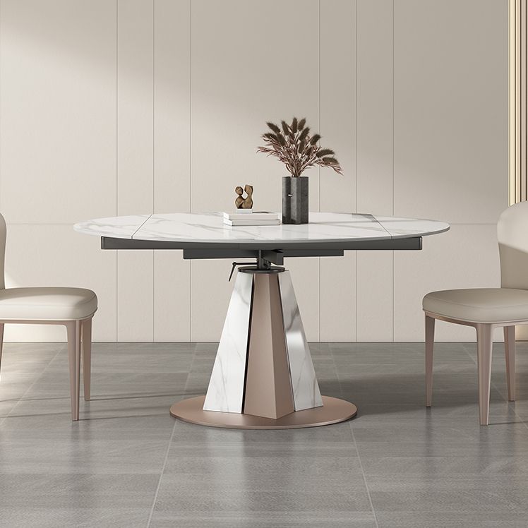 Modern Scalable Dinette Set 1/2/3/7/9 Pieces Round White Sintered Stone Dining Table Set Clearhalo 'Dining Room Sets' 'Dining Tables & Seating' 'dining_room_set' 'furn' 'furn_dining_room_set' 'Furniture' 'furniture_dining_room_set' 'Kitchen & Dining Furniture' 1200x1200_3c1df61a-c49f-49a2-a326-73d24edc0d66