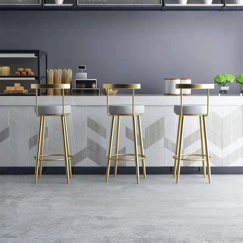 Modern Armless Backrest Counter Stool Iron Bedroom Bar Stool with Cushion Clearhalo 'Bar Furniture' 'Bar Stools' 'bar_stools' 'furn' 'furn_bar_stools' 'furniture_bar_stools' 'Kitchen & Dining Furniture' 'kitchen&dining_furn' 'kitchen' 'kitchen_furn' Furniture' 1200x1200_3c1df9f2-ff3d-4bf4-af75-8351f96759d5