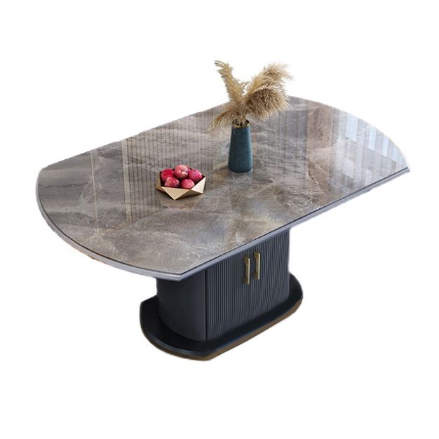 Glam Sintered Stone Extendable Table Round Shape Standard Dining Table for Kitchen Clearhalo ' dining_table' 'Dining Tables & Seating' 'Dining Tables' 'furn' 'furn_dining_table' 'Furniture' 'furniture_dining_table' 'Kitchen & Dining Furniture' 'kitchen&dining_furn' 'kitchen' 'kitchen_dining_table' 1200x1200_3c215e8d-9539-4c04-8987-b0e2b5d1af01