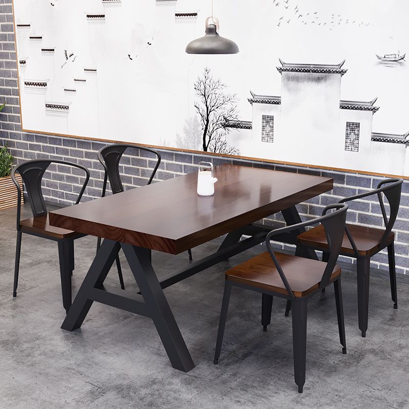 Industrial Kitchen Rectangle Dinner Table Solid Wood Dining Table Clearhalo 'Dining Tables & Seating' 'Dining Tables' 'dining_table' 'furn' 'furn_dining_table' 'Furniture' 'Kitchen & Dining Furniture' 1200x1200_3c25635a-d8f6-4341-b3b7-c6c7e3dddcd3