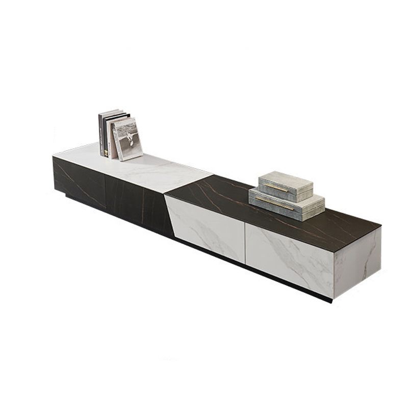 モダンなテレビメディアスタンド16 "W石が囲まれたストレージテレビスタンドの引き出し付きコンソール