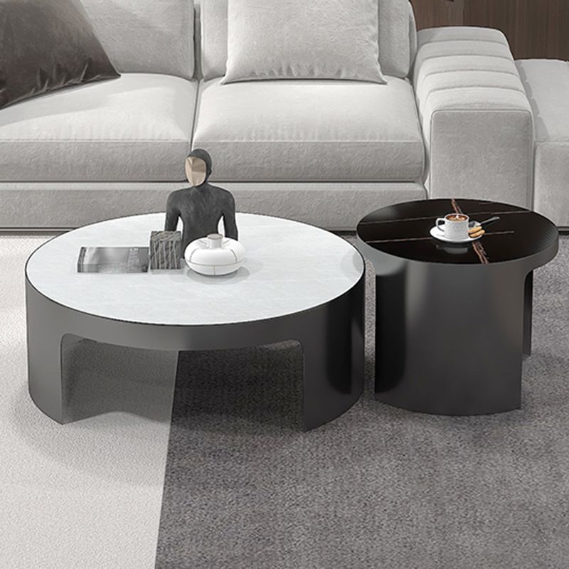 Sled 2 Nesting Coffee Table Contemporary Round Stone Cocktail Table Clearhalo 'Coffee & Accent Tables' 'Coffee Tables' 'coffee_tables' 'furn' 'furn_coffee_tables' 'Furniture' 'Living Room Furniture' 1200x1200_3c266fbc-cd9d-499c-b2d1-2d9046b74dc2