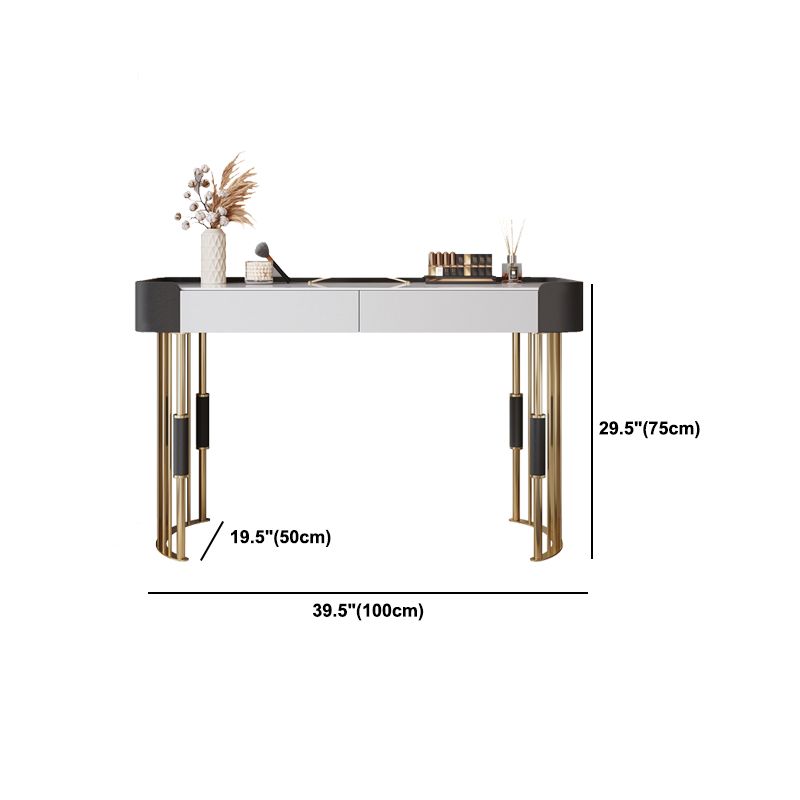 Mesa de tocador de 2 piezas con tocador de maquillaje de piedra acolchada