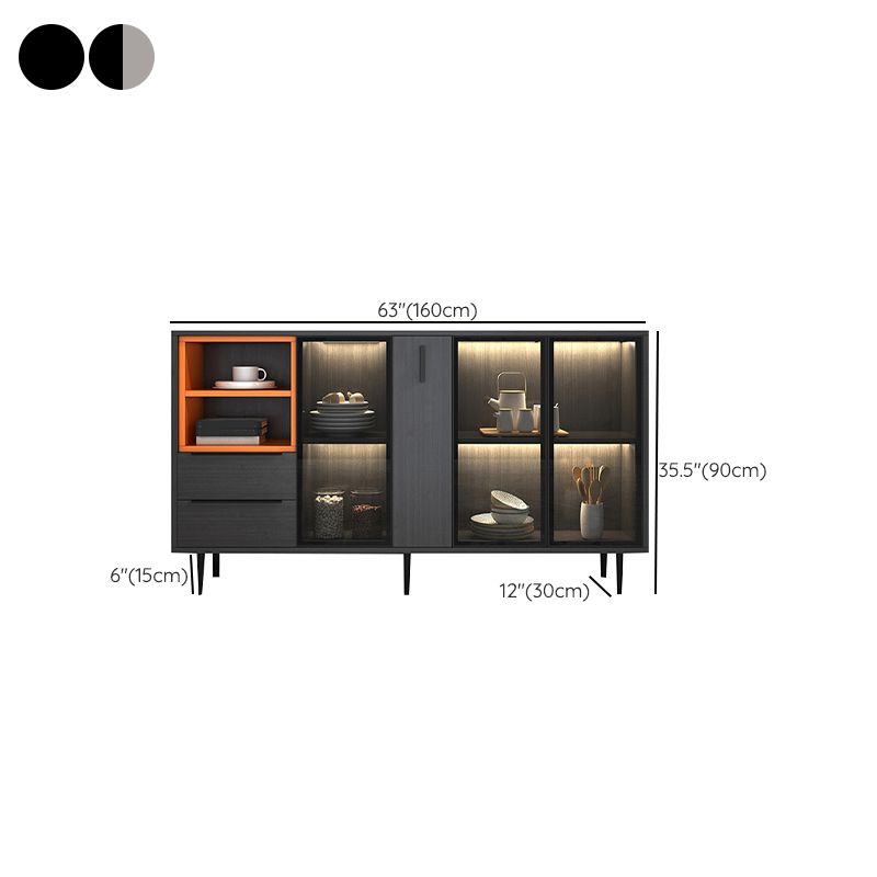 Sideboardteboard contemporaneo Sideboard in legno finto con illuminazione per cucina