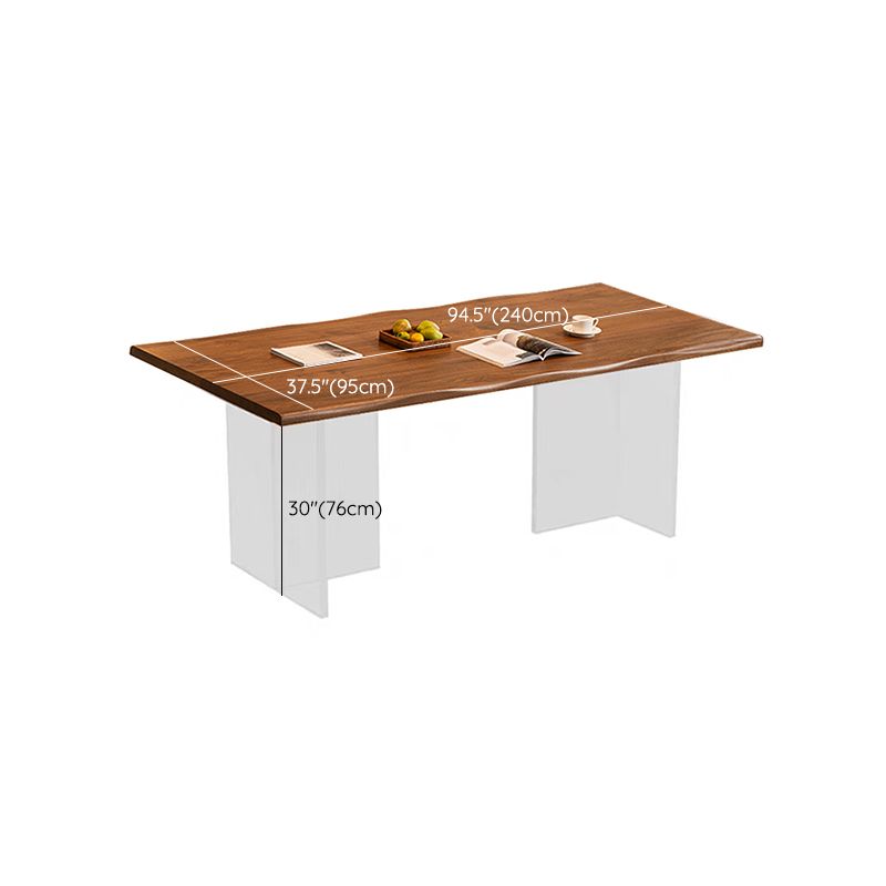 Modern Style Rectangle Solid Wood Dining Table with Double Pedestal Clearhalo 'Dining Tables & Seating' 'Dining Tables' 'dining_table' 'furn' 'furn_dining_table' 'Furniture' 'Kitchen & Dining Furniture' 1200x1200_3c2c1acc-288c-4630-ab19-d70451d0a064