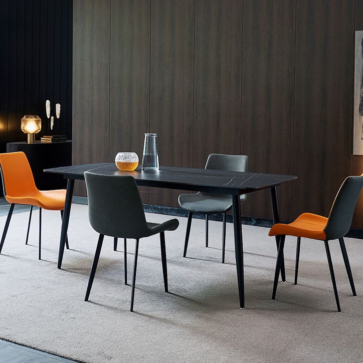 Modern Style Dining Table Rectangle Sintered Stone 4 Legs Table with Black Frame Clearhalo ' dining_table' 'Dining Tables & Seating' 'Dining Tables' 'furn' 'furn_dining_table' 'Furniture' 'furniture_dining_table' 'Kitchen & Dining Furniture' 'kitchen&dining_furn' 'kitchen' 'kitchen_dining_table' 1200x1200_3c2d9b6c-0819-4fb5-acac-4c45ea2c6a55