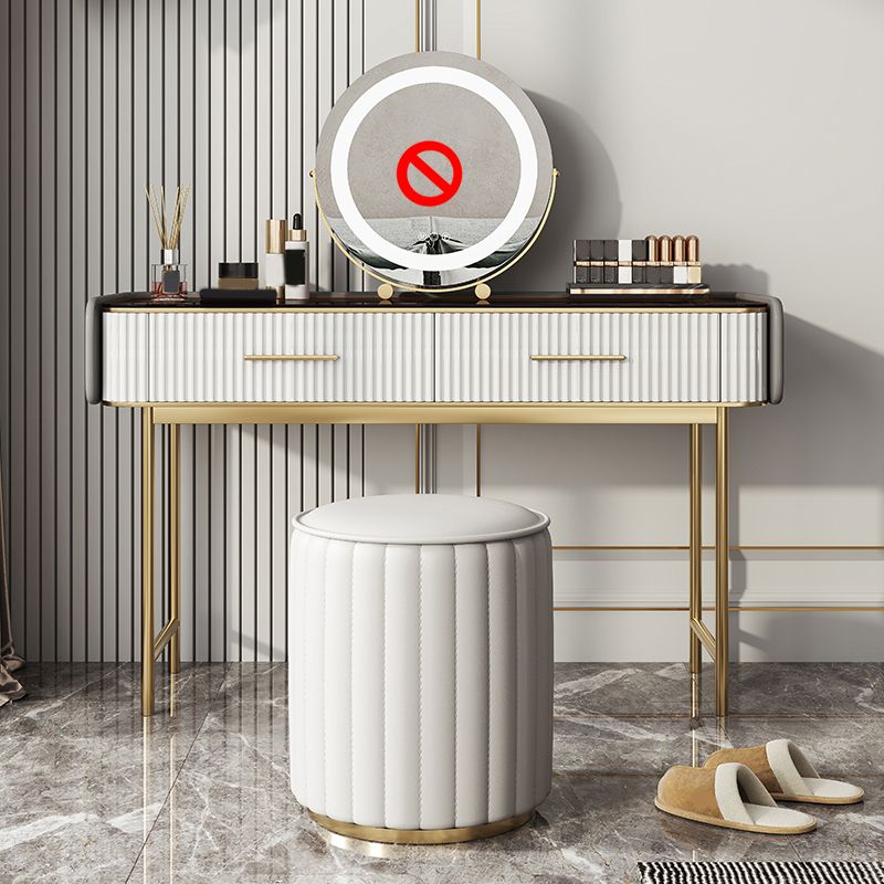 Glam Glass Top ijdelheid make -uptafel ontlasting ingesteld met opbergladen