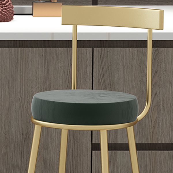 Glam Round Counter Height Stools Grey and Gold Footrest Upholstered Counter Bar Stool Clearhalo 'Bar Furniture' 'Bar Stools' 'bar_stools' 'furn' 'furn_bar_stools' 'Furniture' 'Kitchen & Dining Furniture' 1200x1200_3c2f2c31-5628-40c1-ac58-7ab54ed4c8ff