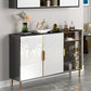 Porte in vetro in legno in stile glam Credenza a buffet con armadi