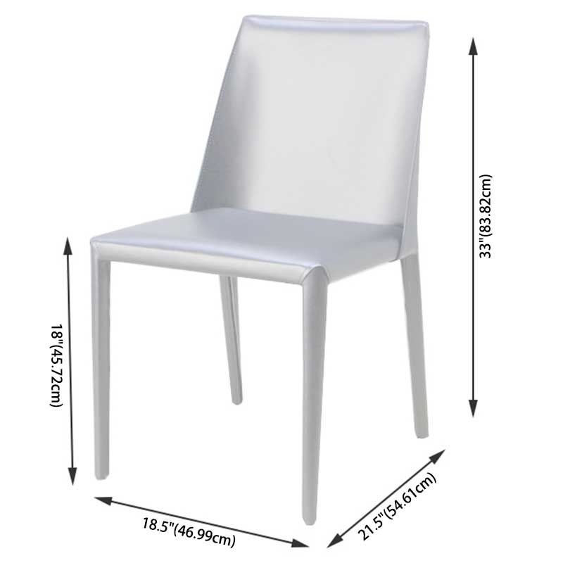Contemporary Solid Back Chair 18'' Wide Leather Chair with 4 Metal Legs for Home Clearhalo ' kitchen&dining_furn' 'Dining Chairs' 'Dining Tables & Seating' 'dining_chair' 'furn' 'furn_dining_chair' 'Furniture' 'furniture_dining_chair' 'Kitchen & Dining Furniture' 'kitchen' 1200x1200_3c3097d4-c0fa-411f-9d81-390b86f5c430