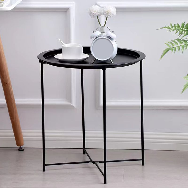 Mid-Century Cross Legs Side Table Metal Round Side End Table Clearhalo 'Coffee & Accent Tables' 'End & Side Tables' 'end_side_tables' 'furn' 'furn_end_side_tables' 'Furniture' 'Living Room Furniture' 1200x1200_3c319d91-7363-4e94-ab9c-14a298ac837b