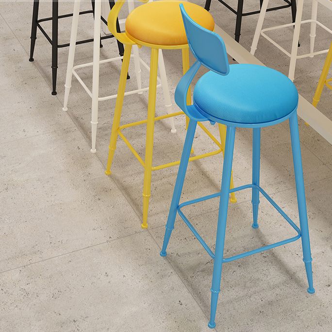 Contemporary Style Low Back Bar-stool Round Counter Bar Stool with Metal Legs Clearhalo 'Bar Furniture' 'Bar Stools' 'bar_stools' 'furn' 'furn_bar_stools' 'Furniture' 'furniture_bar_stools' 'Kitchen & Dining Furniture' 1200x1200_3c324924-0d6b-4e11-aae3-7c6a925fa248