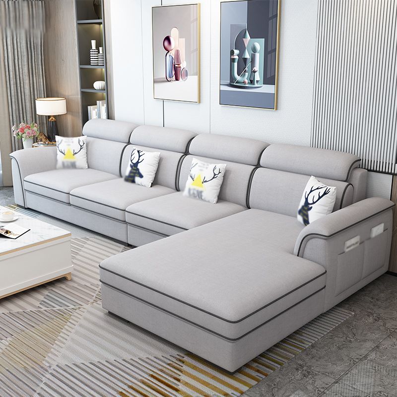 Contemporary L-Shape Sectional with Storage and USB for Apartment Clearhalo 'furn' 'furn_sectionals' 'Furniture' 'furniture_sectionals' 'kitchen' 'kitchen_sectionals' 'Living Room Furniture' 'Sectionals' 1200x1200_3c326eeb-8caf-4a39-8401-672ac6639caf