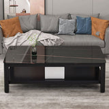 Contemporary Glossy Accent Table Rectangular Coffee Table with Shelf Clearhalo 'Coffee & Accent Tables' 'Coffee Tables' 'coffee_tables' 'furn' 'furn_coffee_tables' 'Furniture' 'furniture_coffee_tables' 'Living Room Furniture' 1200x1200_3c33599f-3931-4056-961f-61d7938f01e0