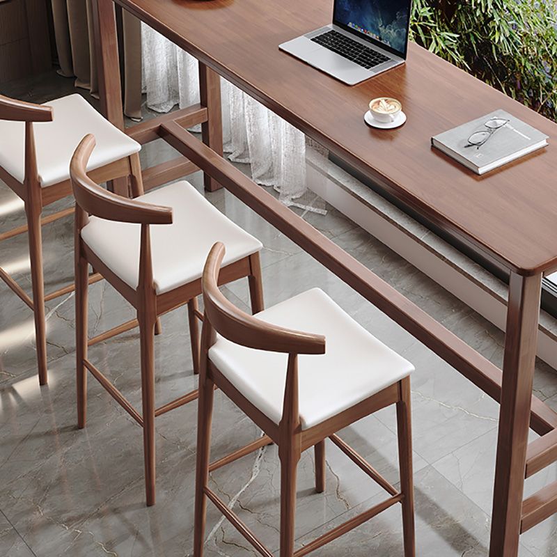 Contemporary Indoor Bar Dining Table Rectangle Trestle Wood Bar Table