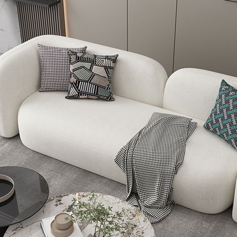 Scandinavian Wool Seating Tuxedo Arm Living Room Sofa in White