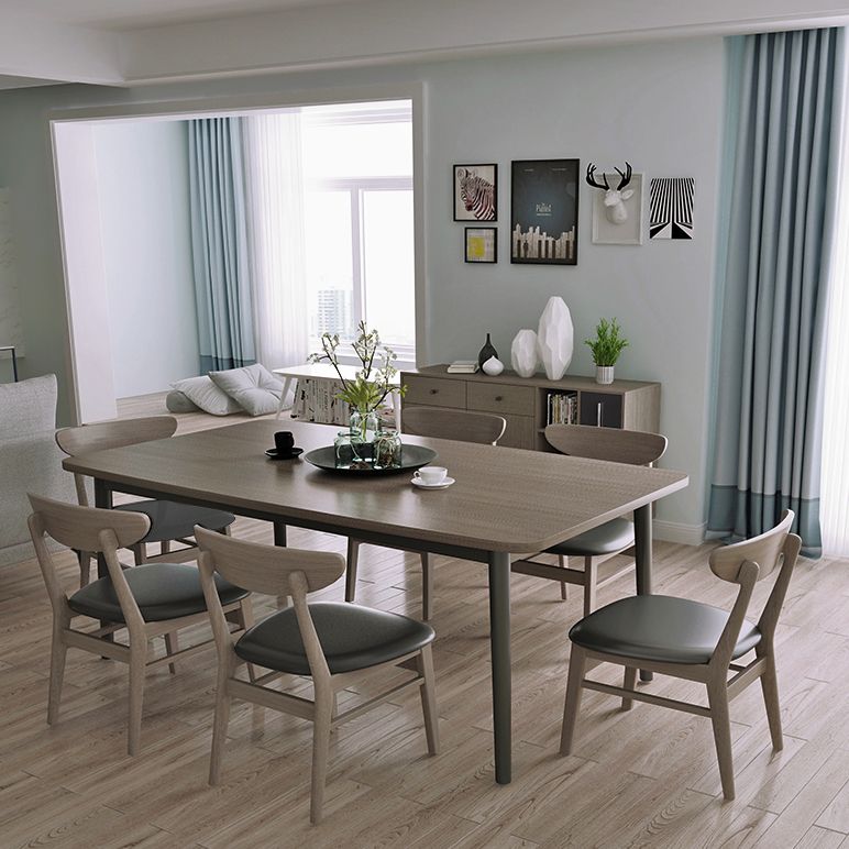 Rectangle Whit Oak Wooden Table Modern Dining Table with 4 Legs in Walnut Clearhalo ' dining_table' 'Dining Tables & Seating' 'Dining Tables' 'furn' 'furn_dining_table' 'Furniture' 'furniture_dining_table' 'Kitchen & Dining Furniture' 'kitchen&dining_furn' 'kitchen' 'kitchen_dining_table' 1200x1200_3c35d9a1-d63b-42f4-8f6b-1ed328b6c435