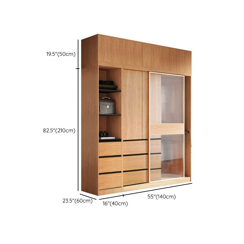 Engineered Wood Wardrobe Armoire with Drawer Modern Wardrobe Closet