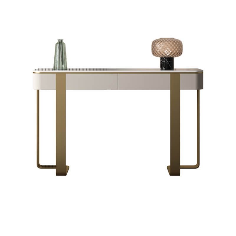 Tavolo da console a mezzaluna moderna Tabella di divano console in oro/grigio