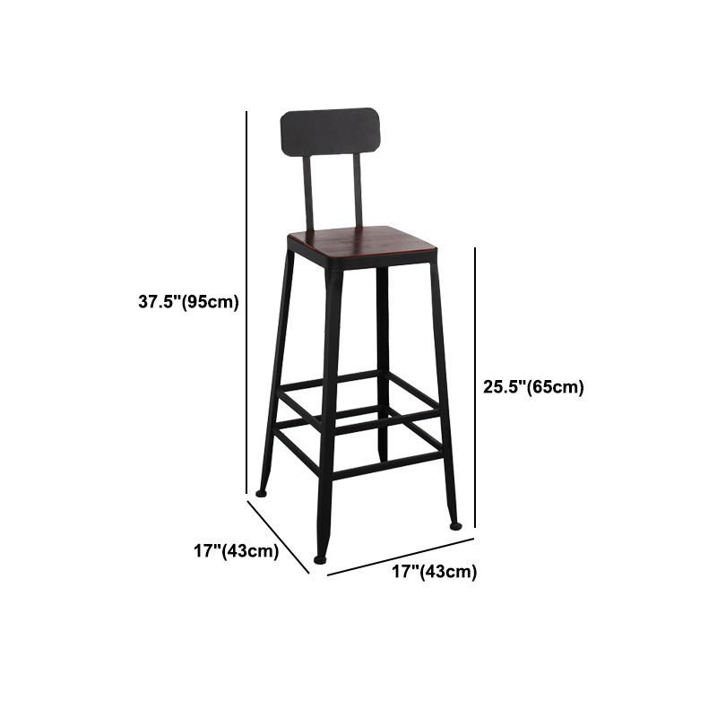 Dining Room Industrial Style Wood Barstool Iron 4 Legs Bar Stool with Pedal Clearhalo 'Bar Furniture' 'Bar Stools' 'bar_stools' 'furn' 'furn_bar_stools' 'Furniture' 'Kitchen & Dining Furniture' 1200x1200_3c3b413a-896a-47da-8a97-2a165f666e2c
