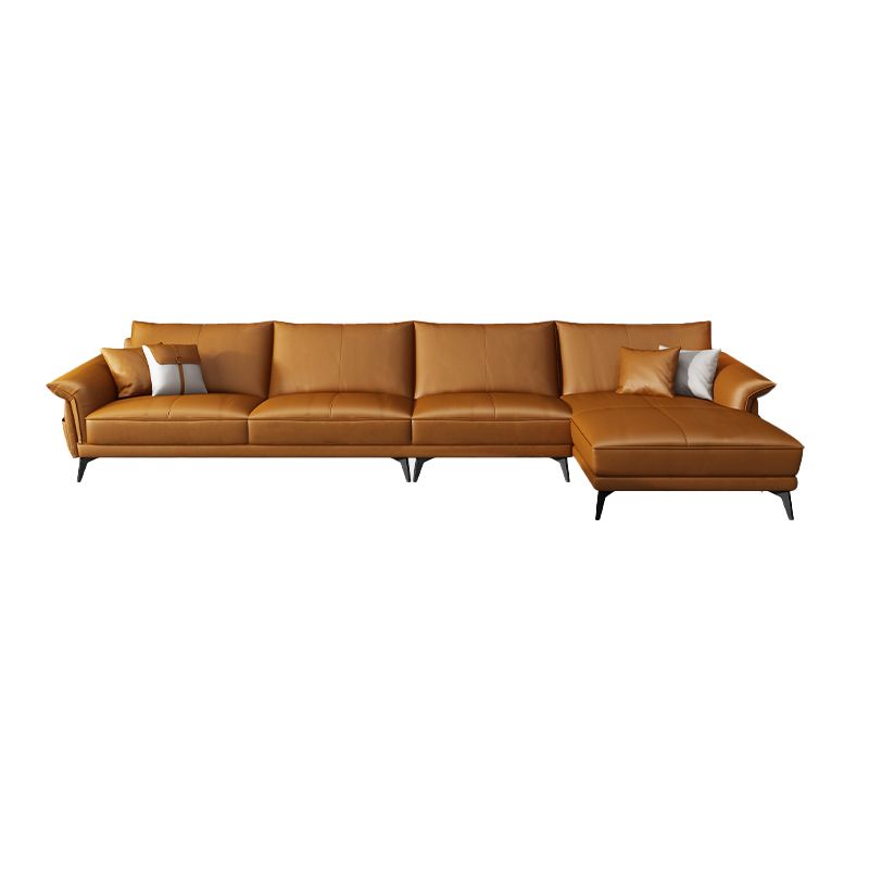 Canapé en cuir authentique résistant aux taches orange scandinave et chaise