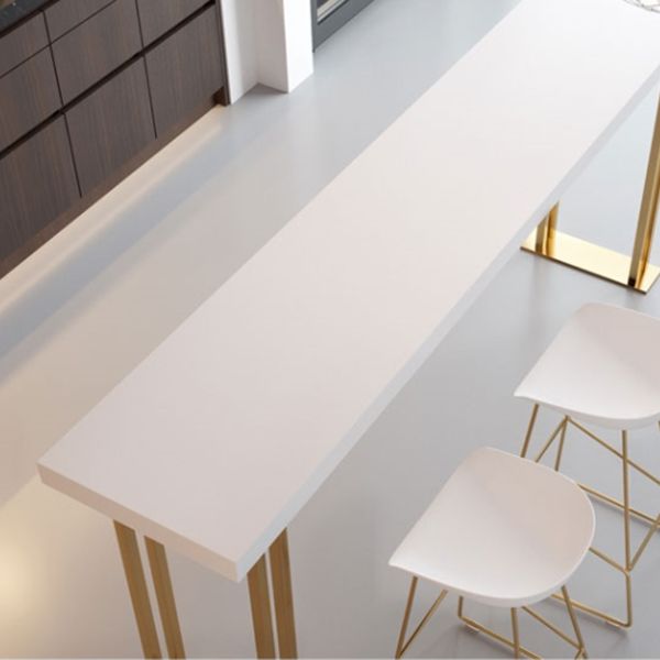 Tavolo da bar rettangolo in stile glam tavolo da vino in legno solido con base di slitte da vino