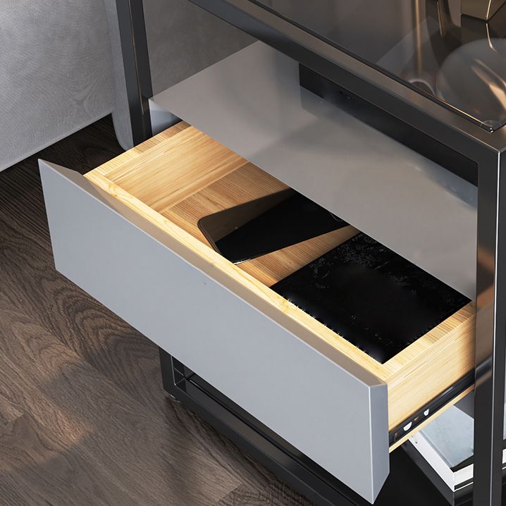 Modern Style Metallic White/gold/black Tempered Glass Table Top Nightstand Clearhalo 'Bedroom Furniture' 'furn' 'furn_night_stand' 'Furniture' 'night_stand' 'Nightstands' 1200x1200_3c3c3738-c107-47d0-8567-45da4751ce54
