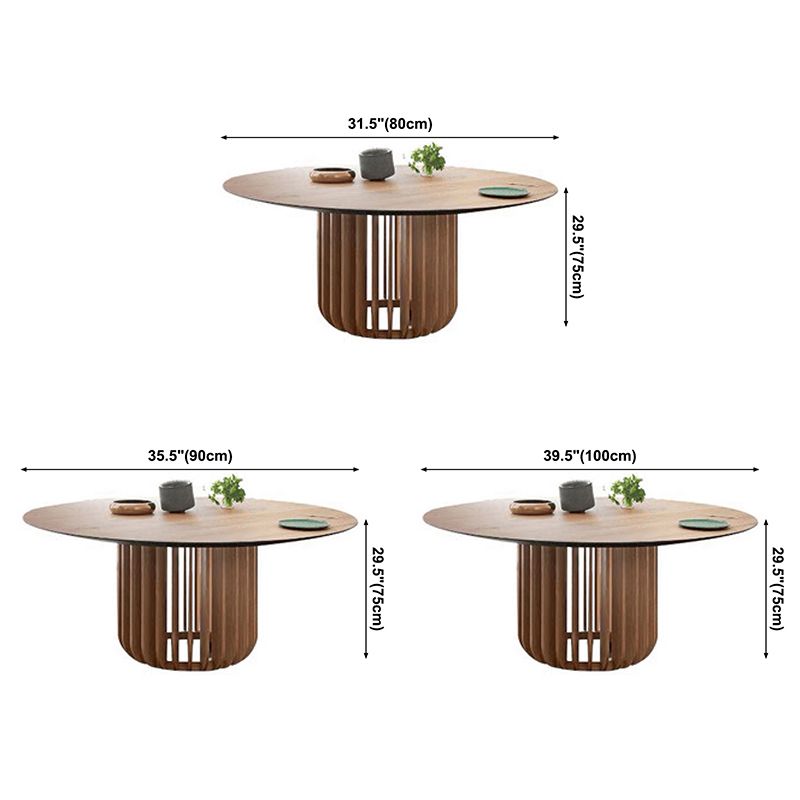 Round Solid Wood Brown Tone Dining Table Simplicity Pedestal Table for Dining Room Clearhalo ' dining_table' 'Dining Tables & Seating' 'Dining Tables' 'furn' 'furn_dining_table' 'Furniture' 'furniture_dining_table' 'Kitchen & Dining Furniture' 'kitchen&dining_furn' 'kitchen' 'kitchen_dining_table' 1200x1200_3c3ea9dc-ca75-4c5f-91b2-3132351c1655