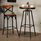 Solid Wood Dining Stools Industrial Dining Stools with Metal Base