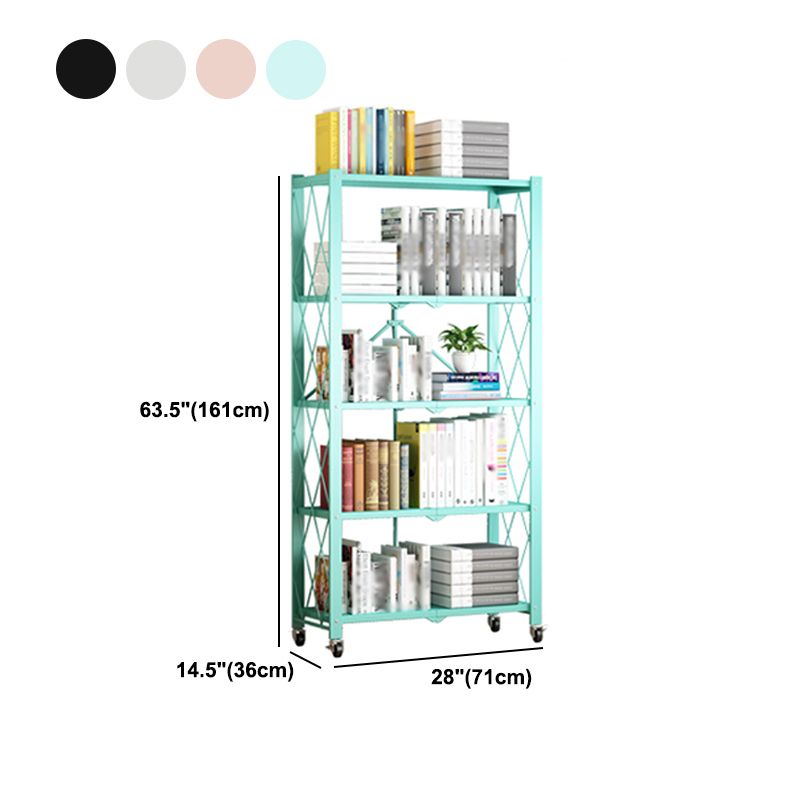 Foldable Bookshelf Scandinavian Style Bookcase for Home Office with Casters Clearhalo 'Bookcases' 'furn' 'furn_bookcases' 'Furniture' 'furniture_bookcases' 'Office Furniture' 1200x1200_3c4173db-cf5d-4cf7-8d9f-efbe3bb3ac8e