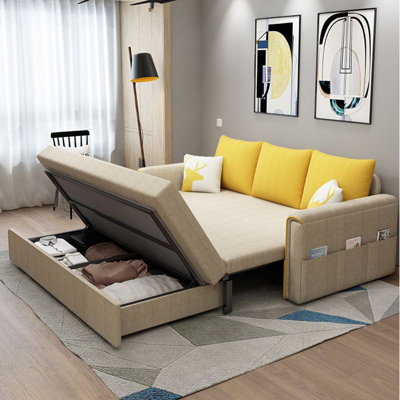 Flared Arm Modern Cotton Blend Settee Couch with Pillows with Storage Clearhalo 'furn' 'furn_sofas' 'Furniture' 'Living Room Furniture' 'Sofa' 'sofas' 1200x1200_3c439922-760e-4328-bfd6-a667f0c1fd2a