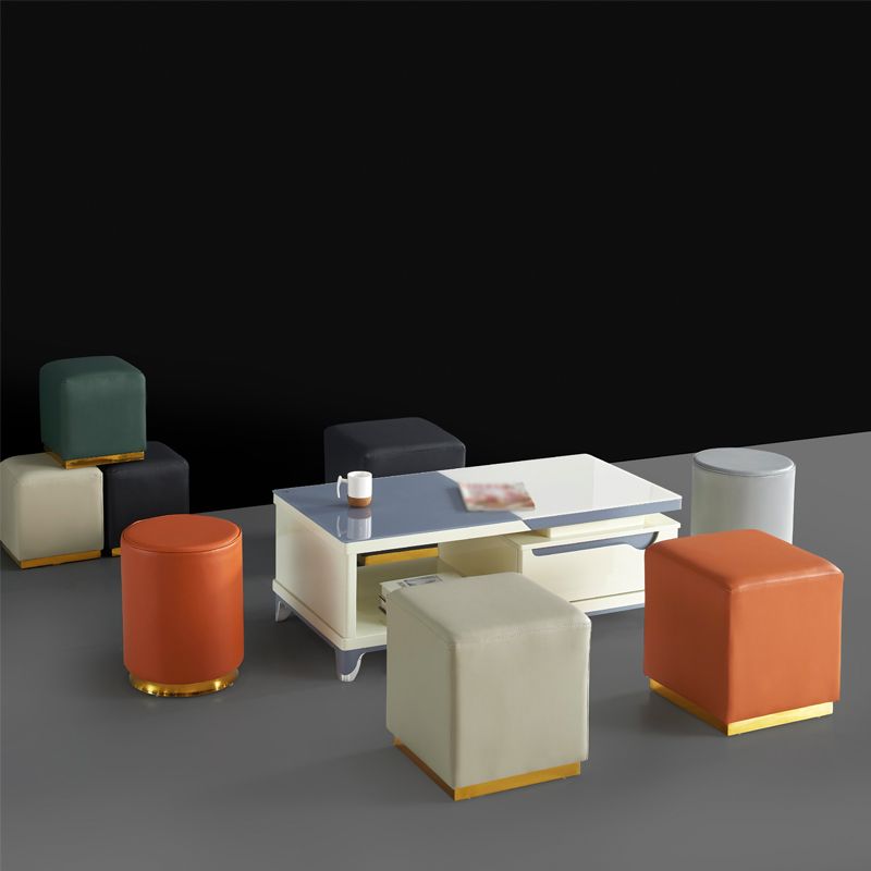 Gorgeous Square Ottoman Pure Color Genuine Leather Water Resistant Footstool Ottoman Clearhalo 'furn' 'furn_ottomans_poufs' 'Furniture' 'Living Room Furniture' 'Ottomans & Poufs' 'ottomans_poufs' 1200x1200_3c456d4d-a364-4aec-9279-5ecc4a3ea9ff