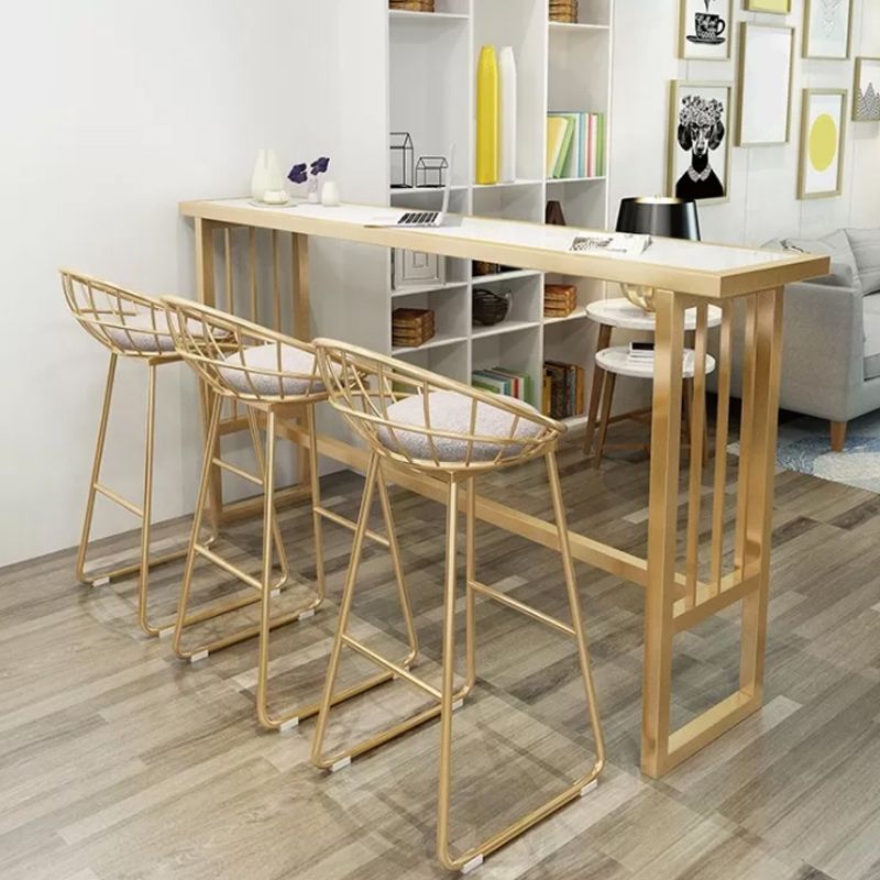 Stone Bar Dining Table Glam Rectangle Bar Table with Trestle Pedestal for Dining Room Cafe Clearhalo 'Bar Furniture' 'Bar Tables' 'bar_tables' 'furn' 'furn_bar_tables' 'Furniture' 'Kitchen & Dining Furniture' 1200x1200_3c462554-61dc-410a-9c91-6bda445fbb9e