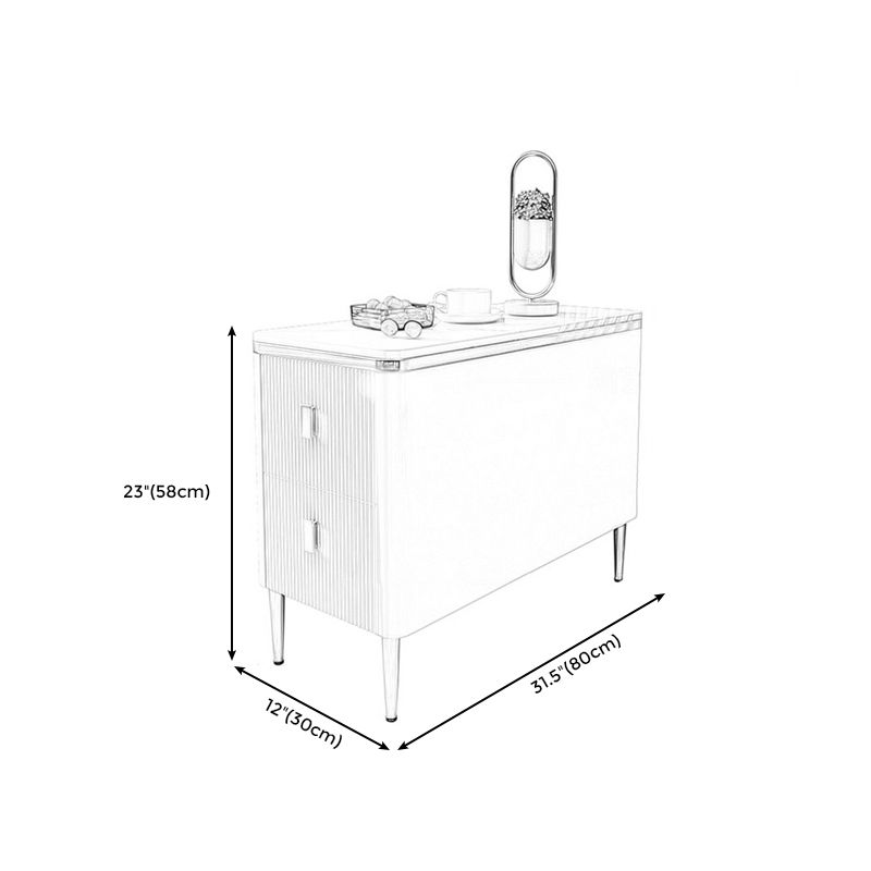 23,6 "hoher moderner Seitentisch Holz 4 Beine rechteckige Faux Marmor Top End Table