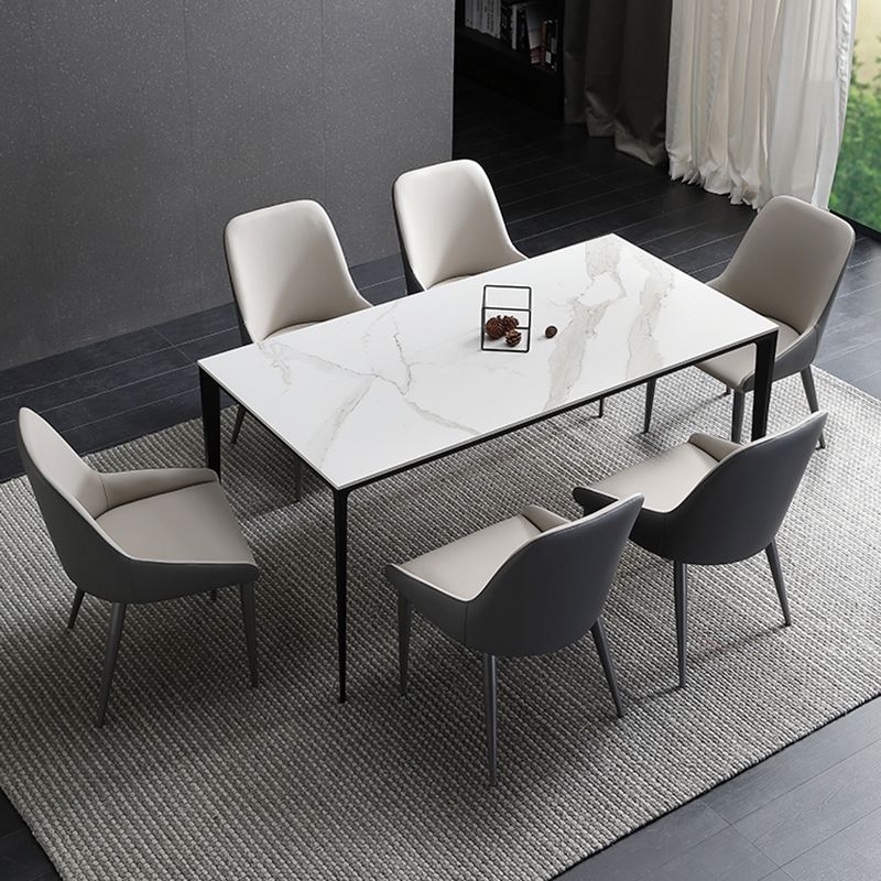 Industrial Style Arm Chair Faux Leather Parsons Chairs for Bedroom