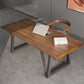 Rectangle Industrial Double Pedestal Dining Table Wood Color Fixed Table of Solid Wood Clearhalo ' dining_table' 'Dining Tables & Seating' 'Dining Tables' 'furn' 'furn_dining_table' 'Furniture' 'furniture_dining_table' 'Kitchen & Dining Furniture' 'kitchen&dining_furn' 'kitchen' 'kitchen_dining_table' 1200x1200_3c471f79-014a-4218-89ed-967581d01c8b