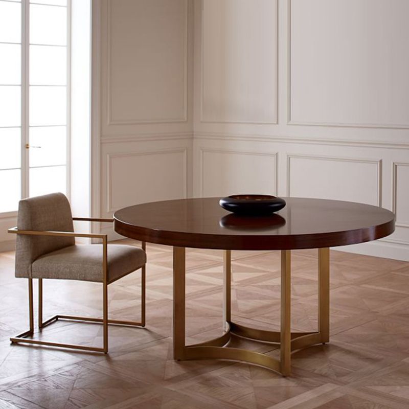 Modern Frame Base Wooden Coffee Table Round Top Shape Cocktail Table for Living Room