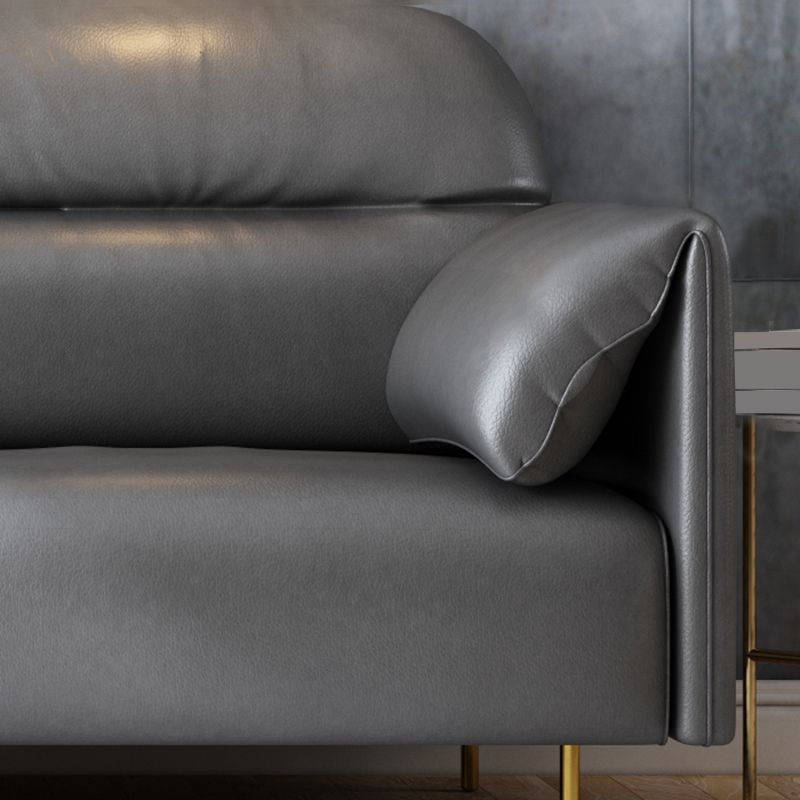 Glam Sewn Pillow Back Standard Pillow Top Arm Living Room Leather Sofa