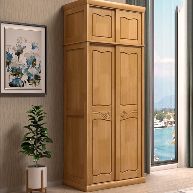 Traditional Sliding Wardrobe Cabinet Rubberwood Wardrobe Armoire Clearhalo 'Armoires & Wardrobes' 'armoires_wardrobes' 'Bedroom Furniture' 'furn' 'furn_armoires_wardrobes' 'Furniture' 1200x1200_3c4b5f98-5330-4d98-9f90-71e13a37ab9b