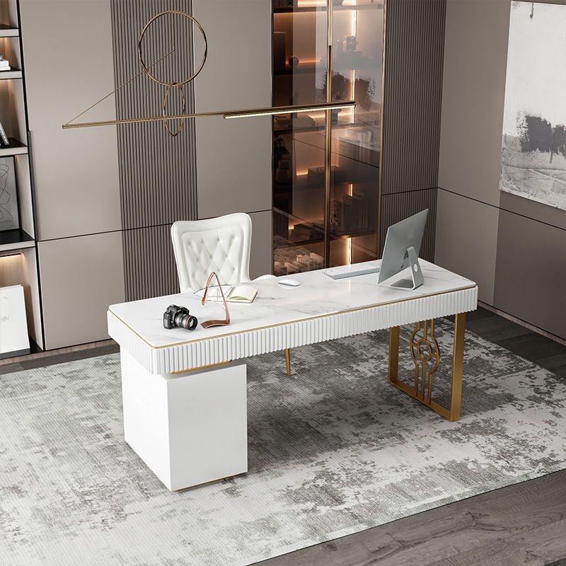 Bureau d'écriture de pierre glamour en pierre mate 23,62 "W Bureau de bureau pour la maison